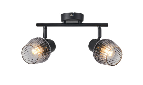 Plafonnier Mitura 2 lumières noir, verre