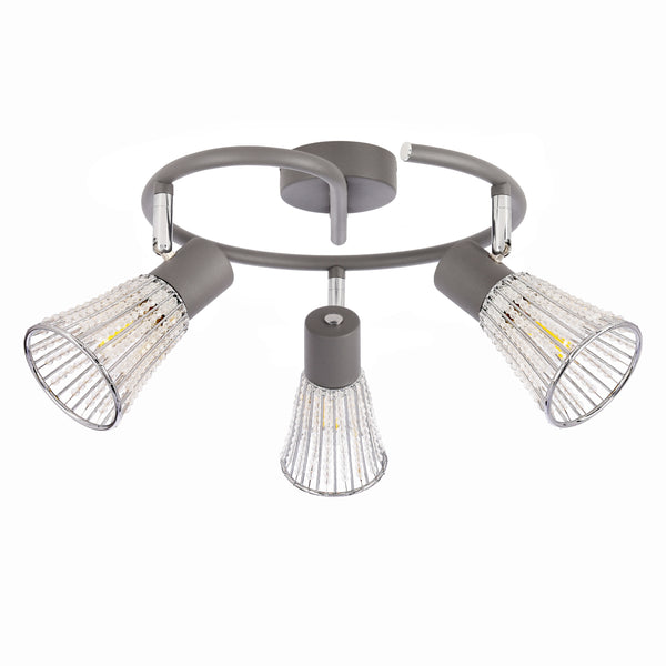 Plafonnier Curtis 3 lumières gris