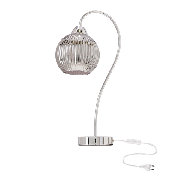 Lampe à poser Cesar argentée, tissu