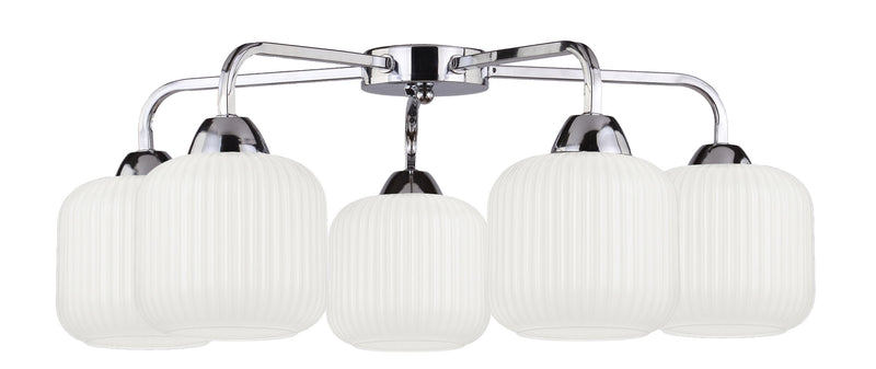 Plafonnier Cromado 5 lumières argenté, verre