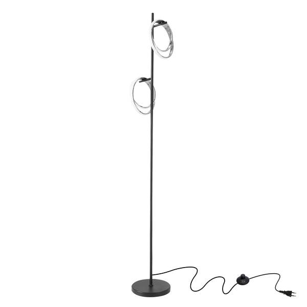 Lampadaire Croma 2 lumières chromé et blanc