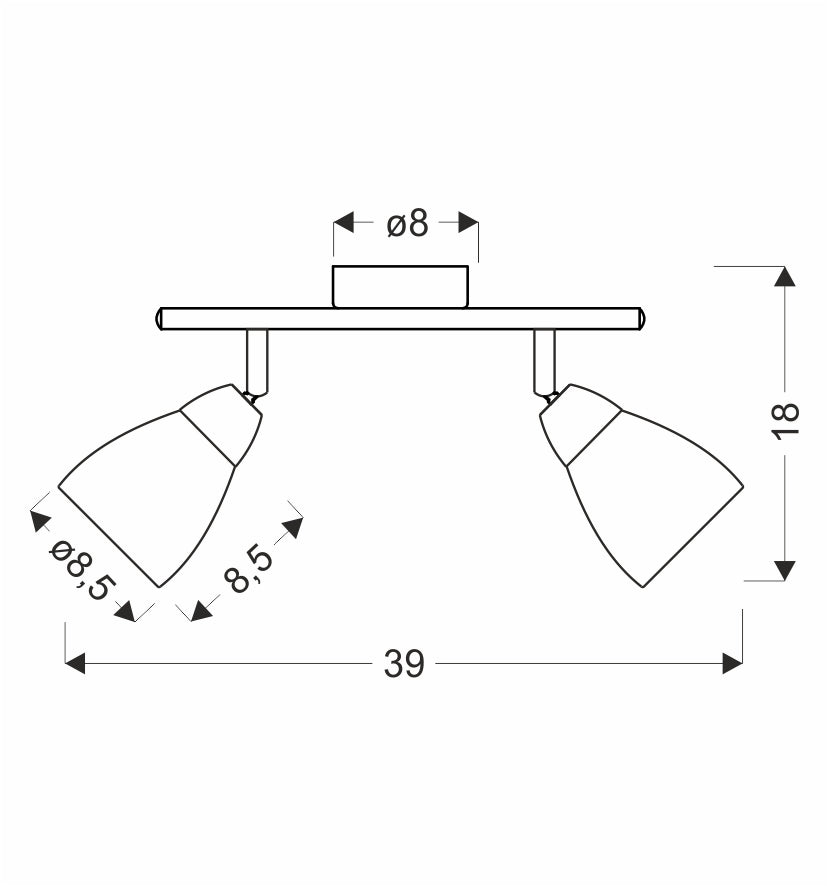 Plafonnier Estello 2 lumières argenté, verre