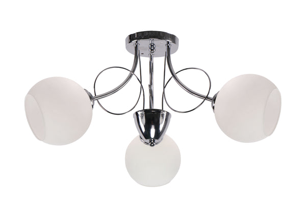 Plafonnier Fanta 3 lumières argenté, verre, P 58 cm