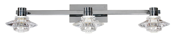 Plafonnier L&H Rastek 3 lumières chromé, cristal