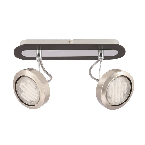 Plafonnier Earth 2 lumières nickel satiné et wengé, bois