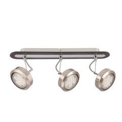 Plafonnier Earth 3 lumières nickel satiné et wengé, bois