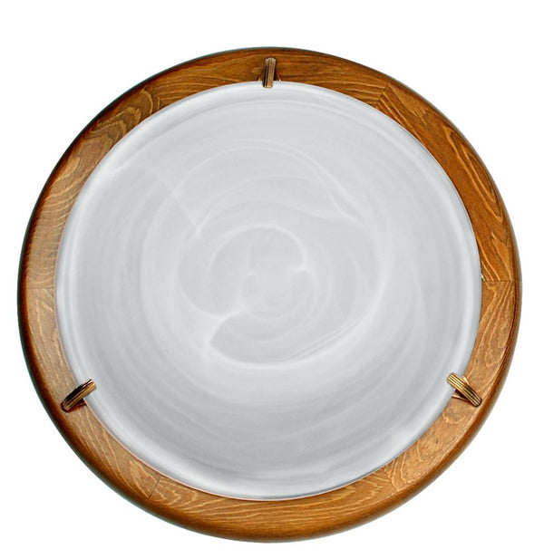 Plafonnier Duna 2 lumières chêne, verre