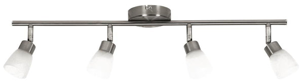 Plafonnier Drops 4 lumières nickel satiné et blanc, verre