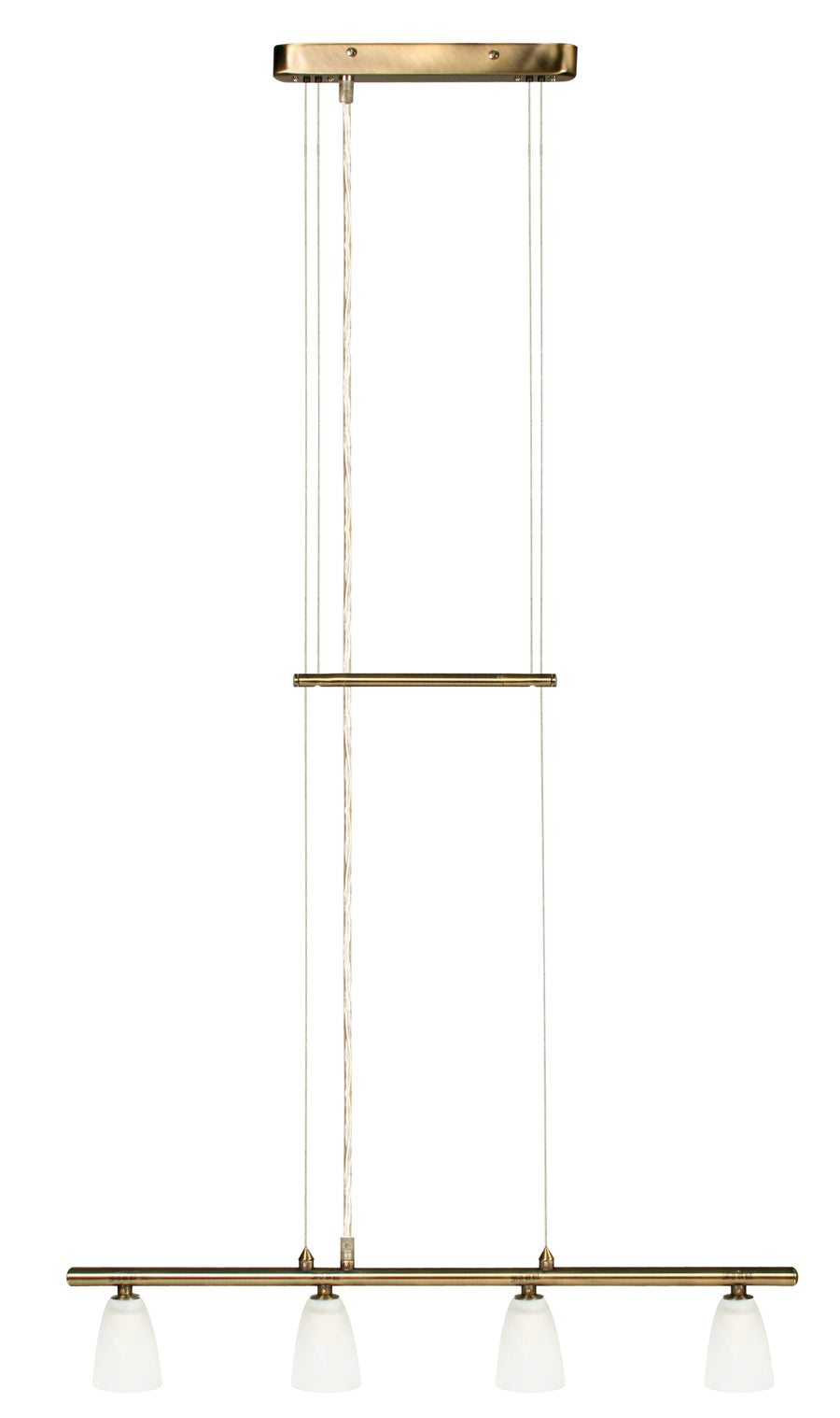 Suspension Parma 4 lumières dorée, verre