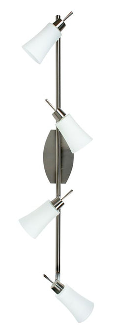 Plafonnier Kroton 4 lumières nickel et blanc, verre