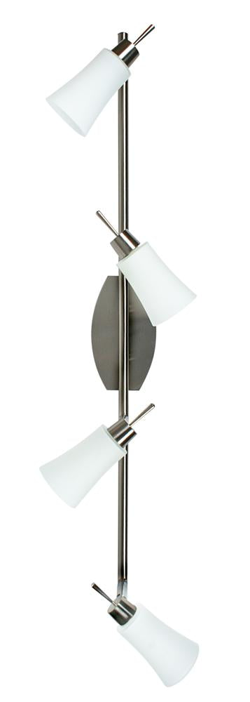 Plafonnier Kroton 4 lumières nickel et blanc, verre