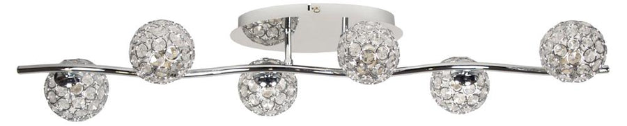 Plafonnier Starlet 6 lumières chromé, cristal