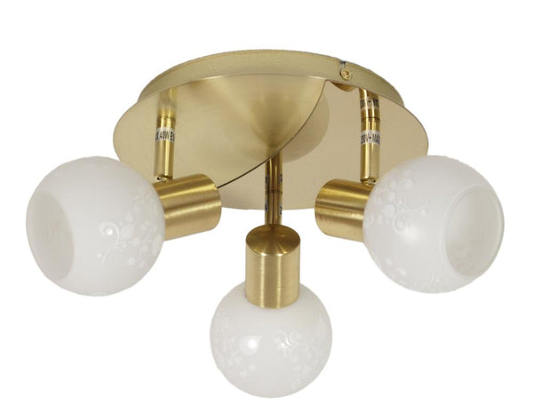 Plafonnier Avila 3 lumières laiton, verre