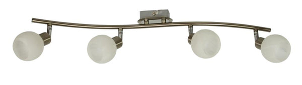 Plafonnier Alabaster 4 lumières nickel satiné et chromé, verre