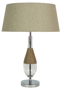 Lampe à poser Eco 1 transparente et beige, verre