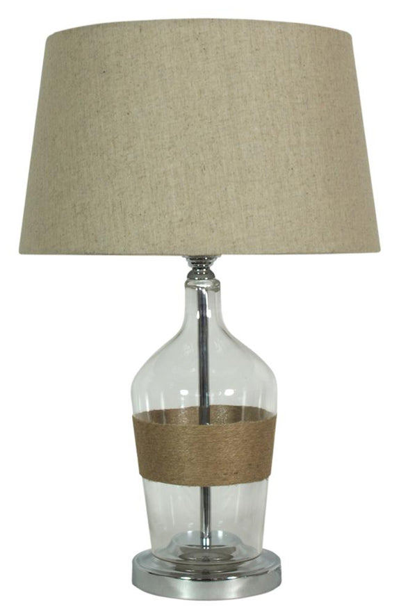 Lampe à poser Eco 3 transparente et beige, verre