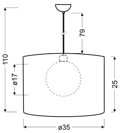 Schéma de dimensions de la suspension, hauteur et diamètre