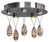 Plafonnier LED Prisma 5 lumières chromé, cristal