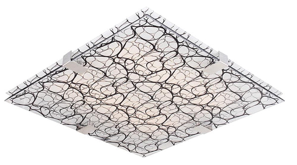 Plafonnier Fiera 2 lumières chromé, verre, H 8 cm