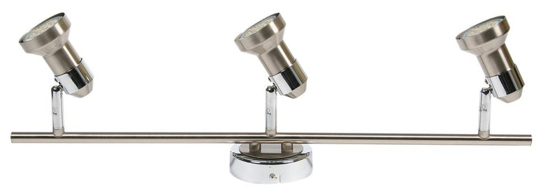 Plafonnier Arkon 3 lumières nickel satiné et chromé, L 56 cm