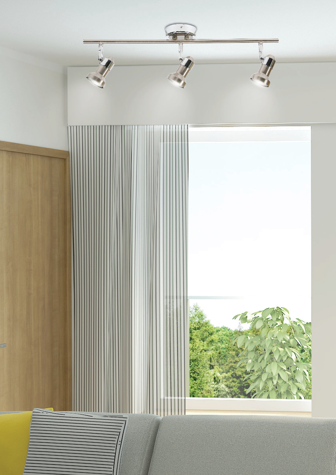 Plafonnier Arkon 3 lumières nickel satiné et chromé, L 56 cm