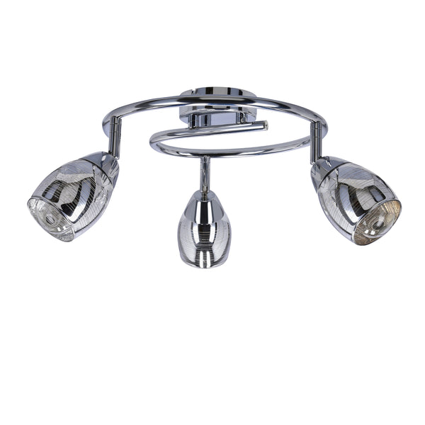 Plafonnier Milton 3 lumières chromé, verre, L 38 cm