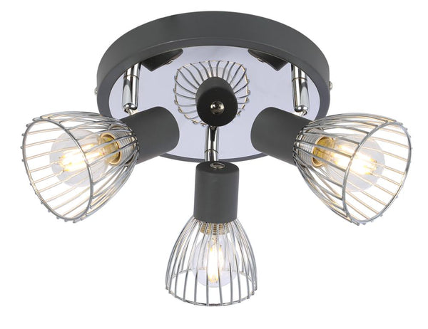 Plafonnier Modo 3 lumières noir et chromé