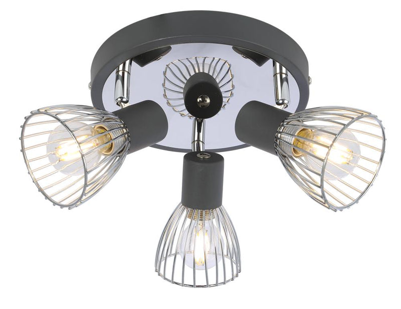 Plafonnier Modo 3 lumières noir et chromé