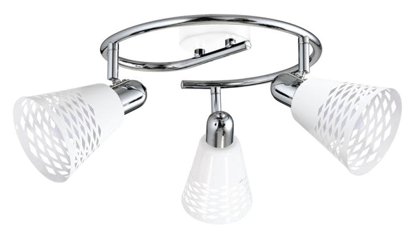 Plafonnier Discovery 3 lumières chromé et blanc