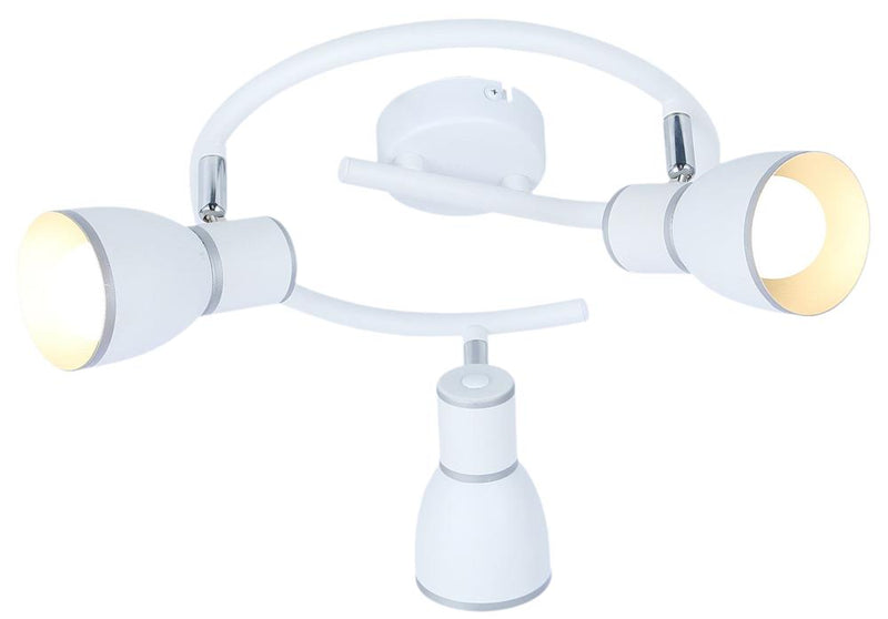 Plafonnier Fido 3 lumières blanc et chromé, L 43 cm