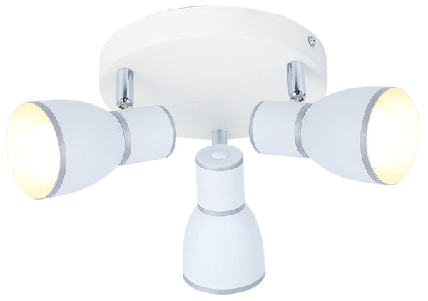 Plafonnier Fido 3 lumières blanc et chromé, L 34 cm