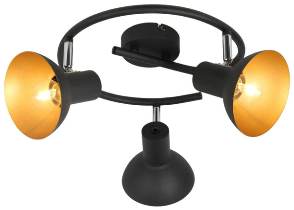 Plafonnier Diso 3 lumières noir et doré