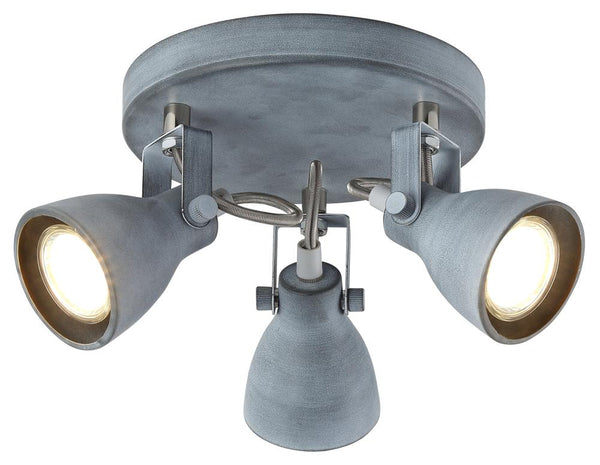 Plafonnier Ash 3 lumières gris mat, L 30 cm