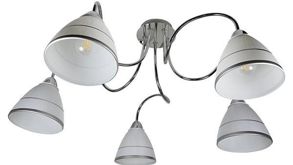Plafonnier Elf 5 lumières chromé, verre