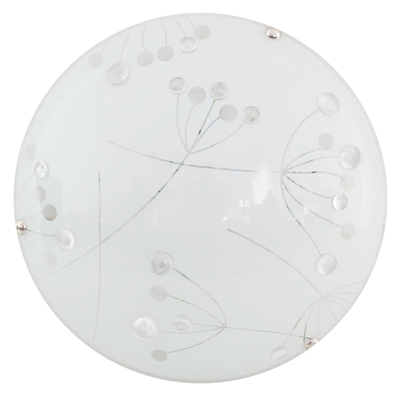Plafonnier LED Floral blanc, verre