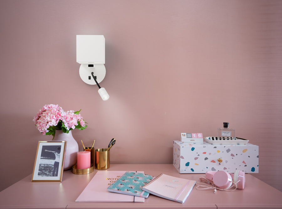 Applique murale LED Magnum 1 blanche, tissu