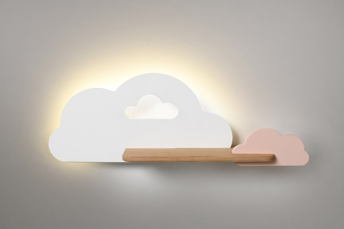 Applique murale LED Cloud pour chambre d'enfant, bois