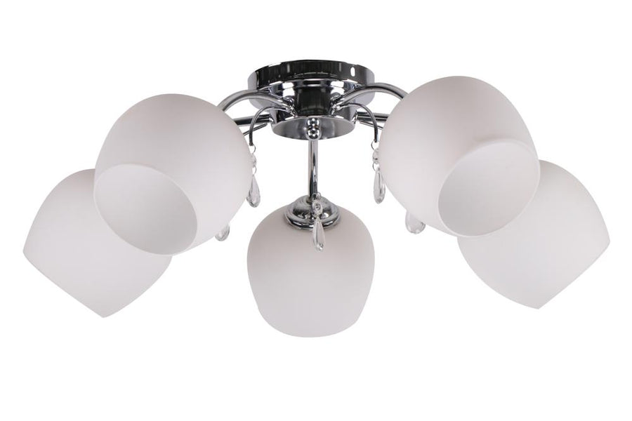 Suspension Zachera 5 lumières chromée, verre