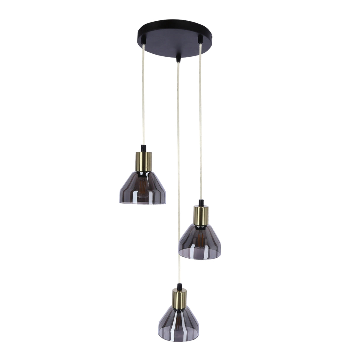 Suspension Gregory Talerz 3 lumières noire, verre