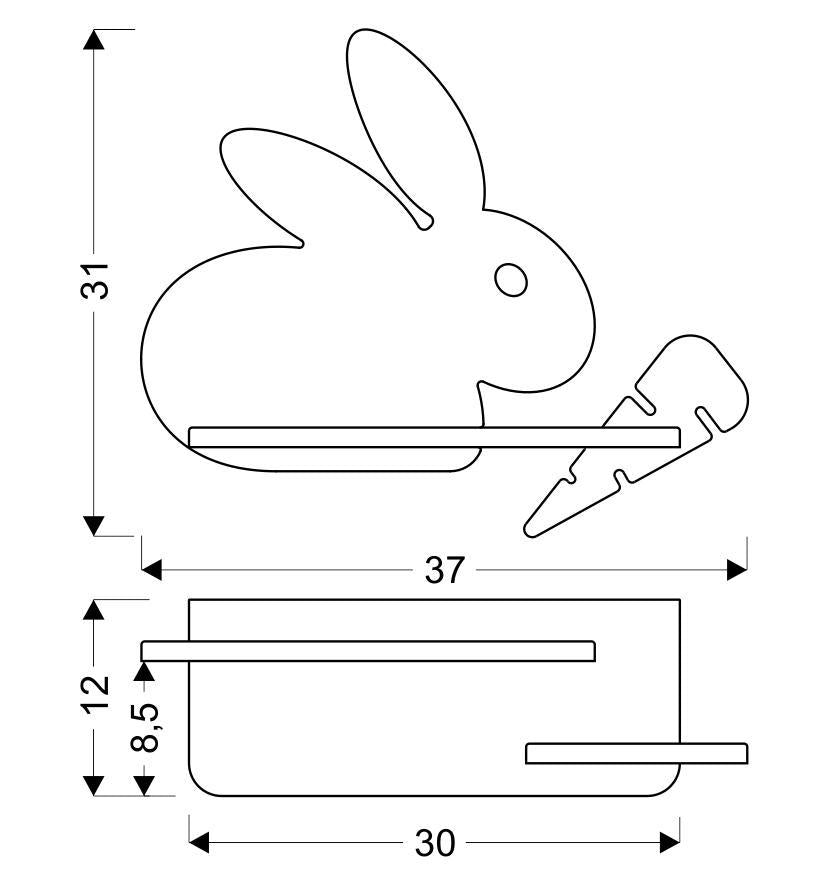 Applique murale LED Rabit pour chambre d'enfant grise, bois (réf. 21-84743)