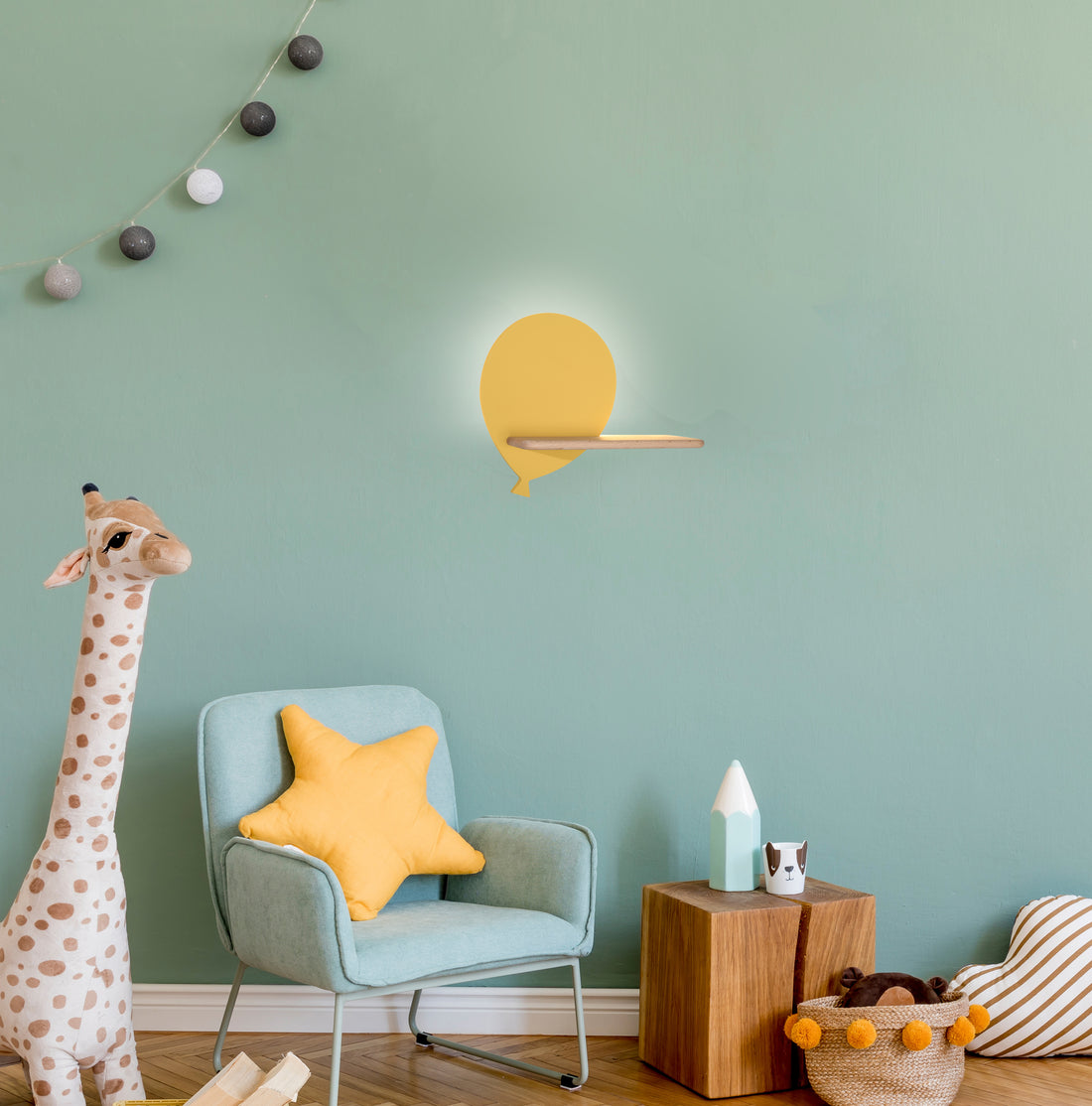 Applique murale LED Baloon pour chambre d'enfant jaune, bois (réf. 21-84767)