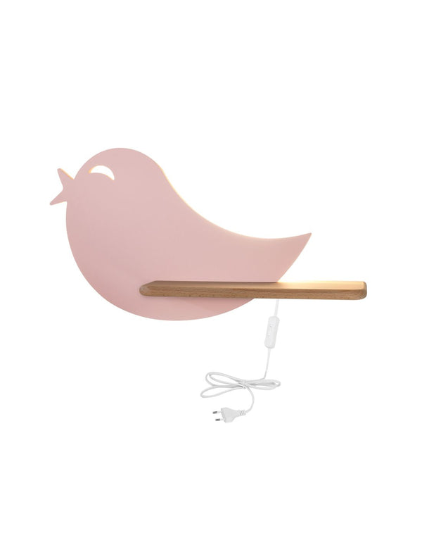 Applique murale LED Bird pour chambre d'enfant rose, bois (réf. 21-85054)