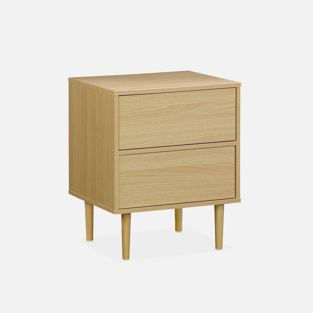 Alice'S Home - Table De Chevet Décor Bois Naturel - Mika - 2 Tiroirs - L 48 X L 40 X H 59Cm | Designix - Amazon    - https://designix.fr/