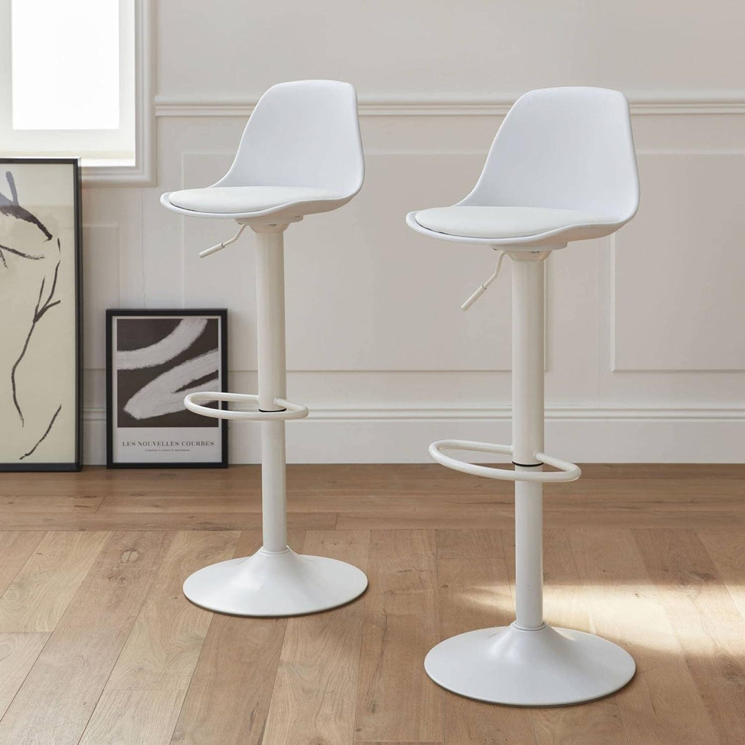 Alice'S Home - Lot De 2 Tabourets De Bar Réglables 61.5/83.5Cm - Noah - Simili Cuir Blanc - Hauteur Réglable. Repose-Pieds | Designix - Amazon    - https://designix.fr/