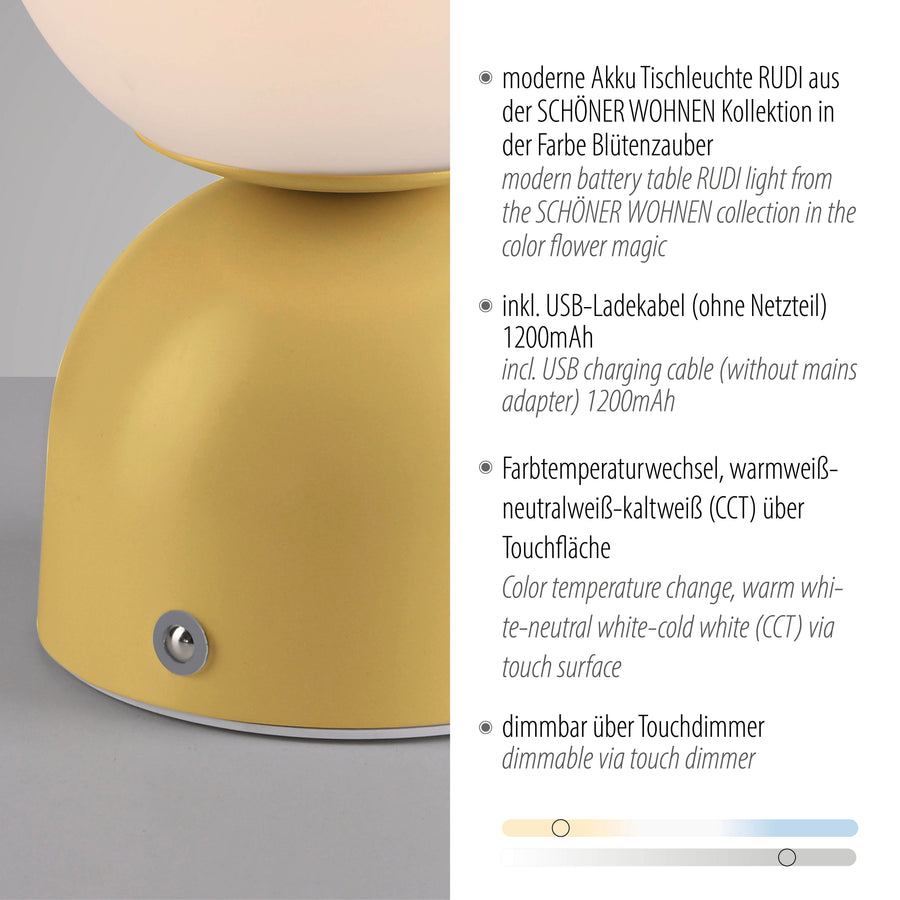 Lampe à poser Rudi jaune