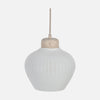 Suspension lin et travertin naturelle, abat-jour crème Ø 21 cm | Travino