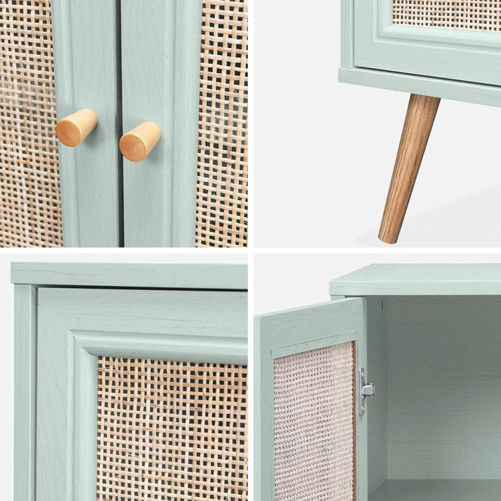 Alice'S Home - Buffet De Rangement En Cannage 120X39X70Cm - Bohème - 2 Niveaux. 3 Portes. Pieds Scandinaves | Designix - Amazon    - https://designix.fr/