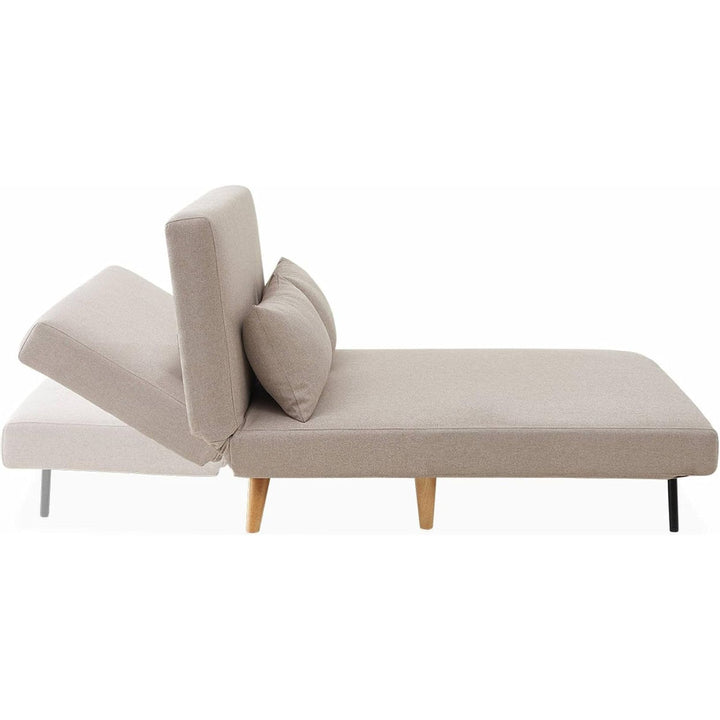 Alice'S Home - Canapé Convertible En Tissu - Guesta - 2 Places Scandinave. Pieds Bois Foncé. Beige. Banquette. Dossier Inclinable | Designix -     - https://designix.fr/