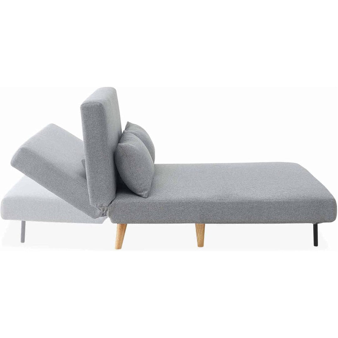 Alice'S Home - Canapé Convertible En Tissu - Guesta - 2 Places Scandinave. Pieds Bois Foncé. Gris Clair. Banquette. Dossier Inclinable | Designix -     - https://designix.fr/