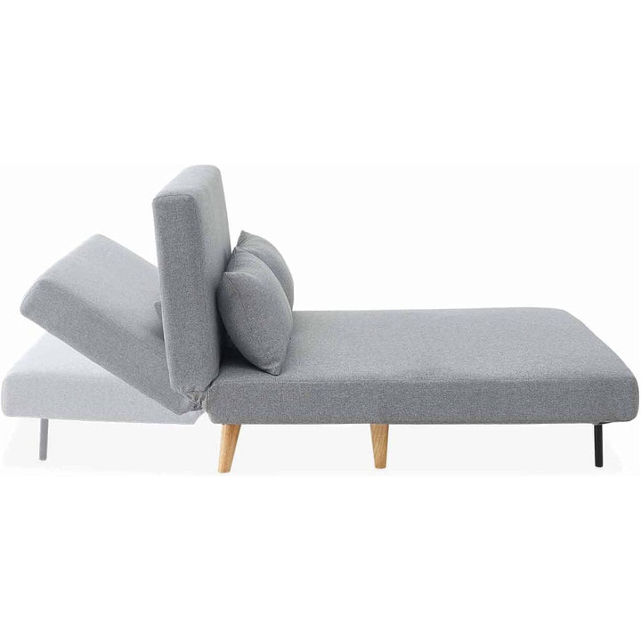 Alice'S Home - Canapé Convertible En Tissu - Guesta - 2 Places Scandinave. Pieds Bois Foncé. Gris Clair. Banquette. Dossier Inclinable | Designix -     - https://designix.fr/